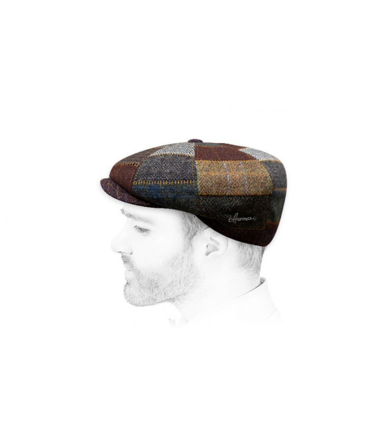 Ballonmütze braun Wolle Alboran Patchwork brown